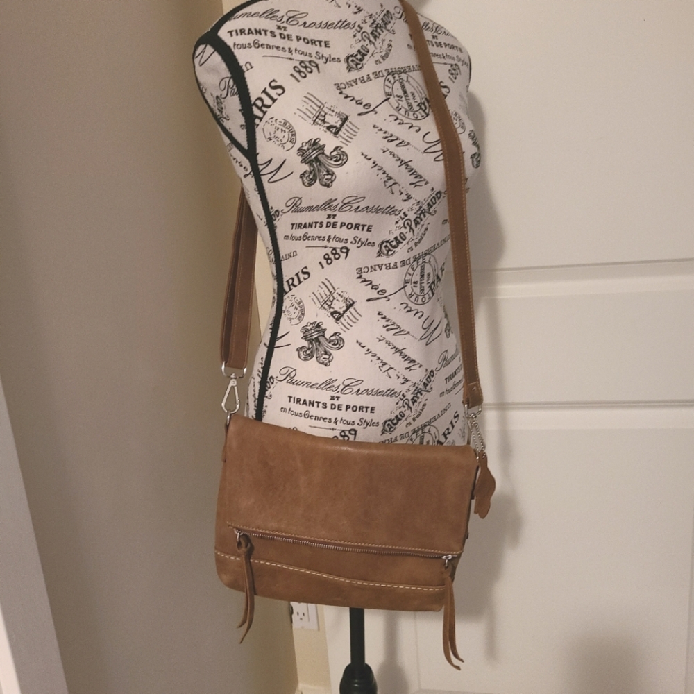 Roots  Purse  Tribe Leather Made In Italy Crossbody Fold Over Style
